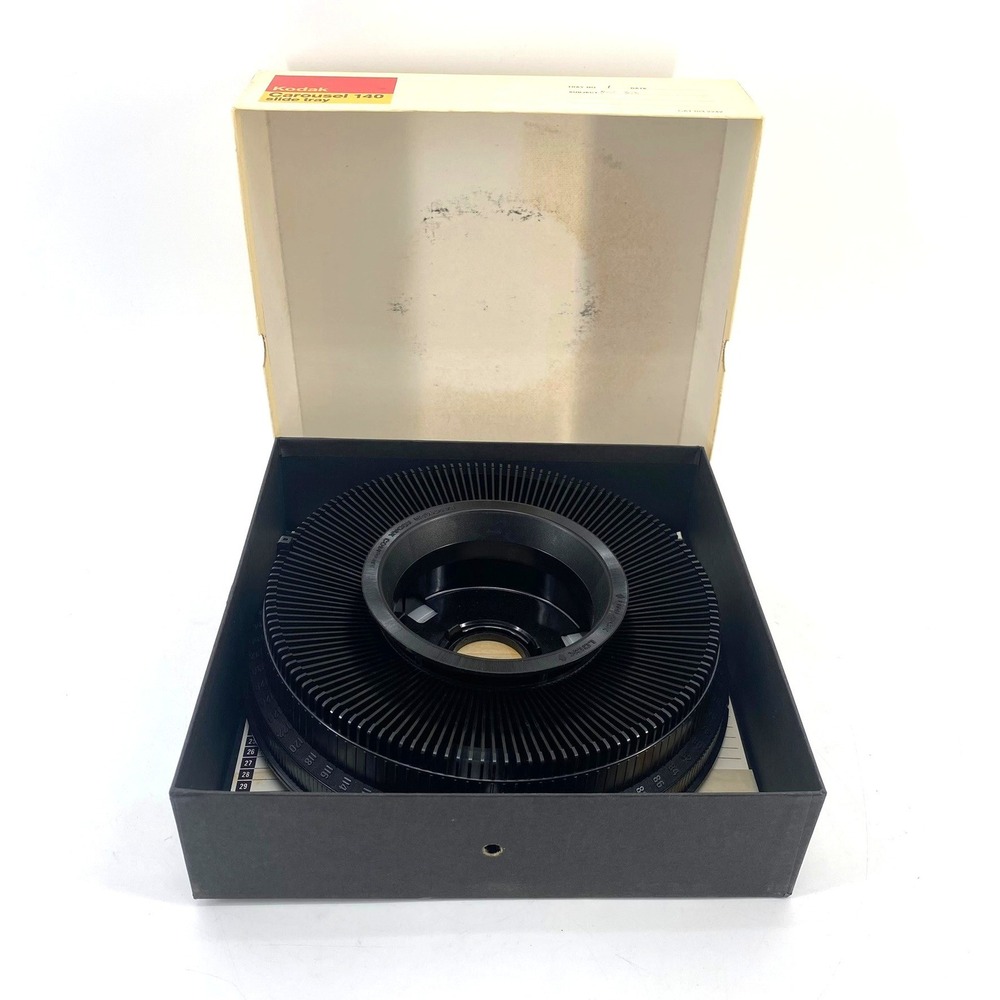 Vintage Kodak Carousel 140 Slide Tray Black Plastic 35mm Projector Storage Box